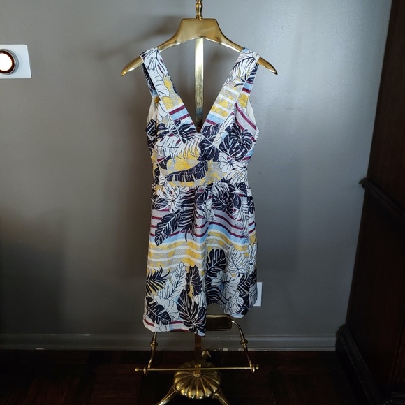 black tropical print dress